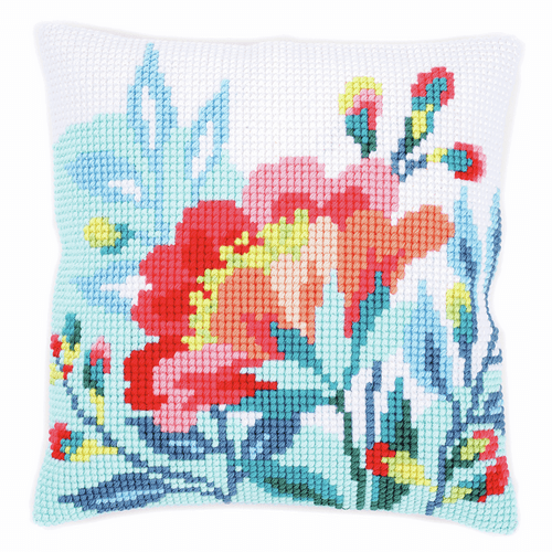 Cross Stitch Kit: Cushion: Bright Flowers By Vervaco