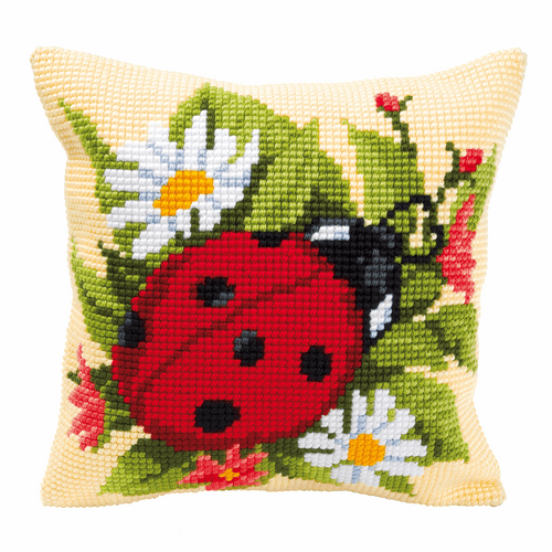 Chunky Cross Stitch Kit: Cushion: Ladybird By Vervaco