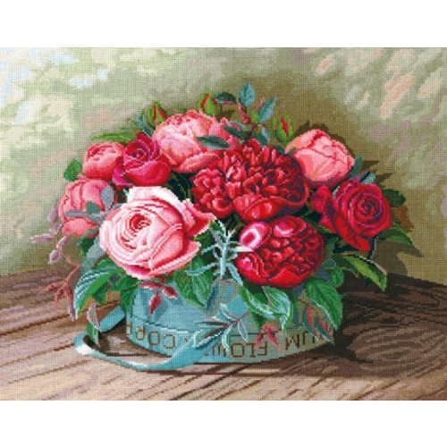 PEONS AND ROSES-CROSS STITCH KIT BY ANDRIANA