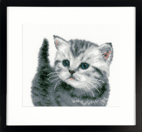 Counted Cross Stitch Kit: Grey Tiger Kitten By Vervaco