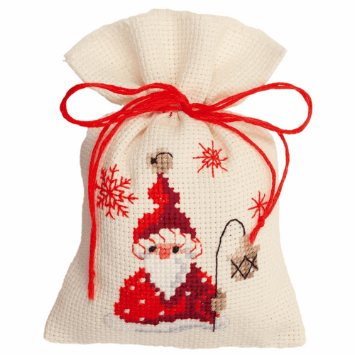 Counted Cross Stitch Kit: Pot-Pourri Bag: Santa & Lantern By Vervaco