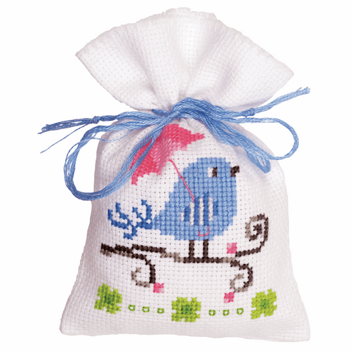 Counted Cross Stitch Kit: Pot-Pourri Bag: Blue Bird By Vervaco