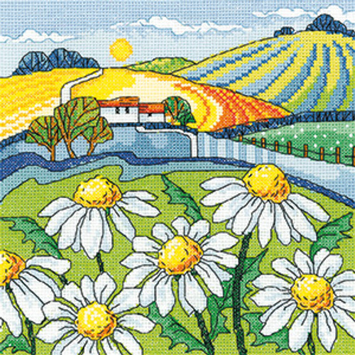 Daisy Landscape Cross Stitch Kit by Heritage