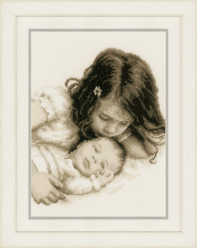 Counted Cross Stitch Kit: Baby and Sister By Vervaco