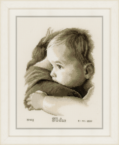 Counted Cross Stitch Kit: Birth Record: Baby Hug by Vervaco