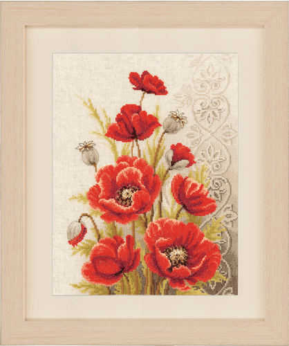 Poppies and swirls Cross Stitch Kit by Vervaco