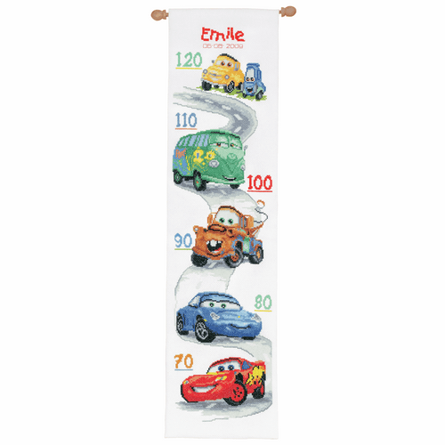 Counted Cross Stitch Kit: Height Chart: Disney: Cars By Vervaco