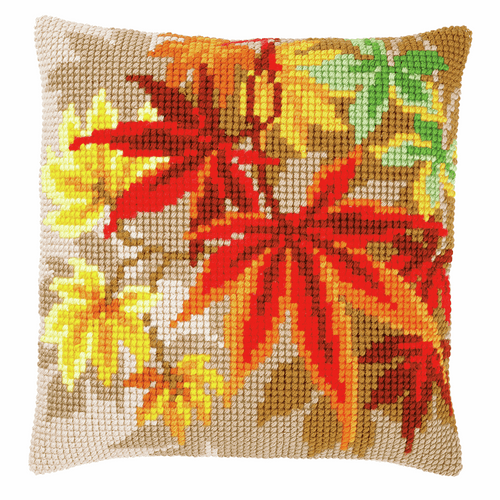 Cross Stitch Cushion Kit: Autumn Leaves by Vervaco