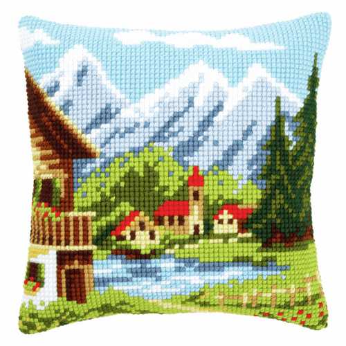 Cross Stitch Kit: Cushion: Alpine Village I By Vervaco