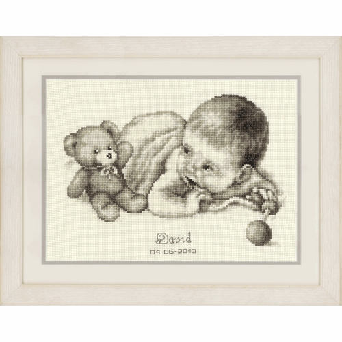 Counted Cross Stitch Kit: Birth Record: Baby with Teddy by Vervaco