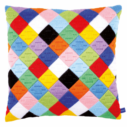 Long Stitch: Cushion: Colourful Diamonds By Vervaco