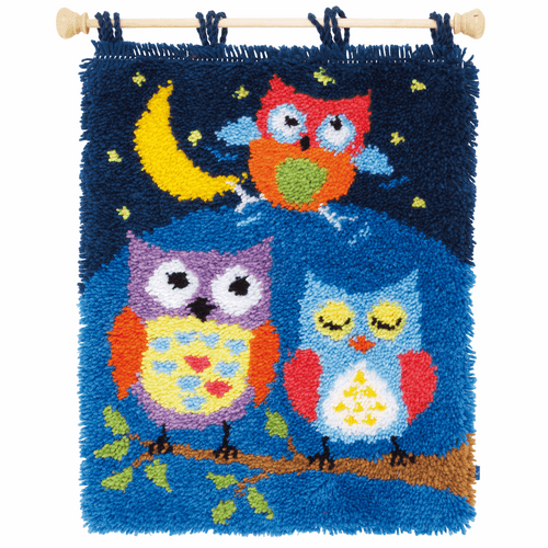 Latch Hook Kit: Rug: Owls in the Night by Vervaco