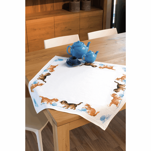 Counted Cross Stitch Kit: Tablecloth: Happy Cats By Vervaco