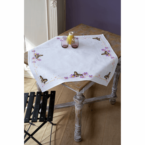 Counted Cross Stitch Kit: Tablecloth: Butterflies By Vervaco