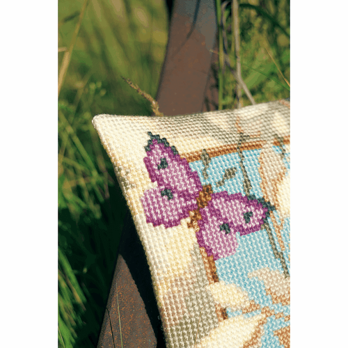 Cross Stitch Kit: Cushion: Deco Butterflies By Vervaco 2