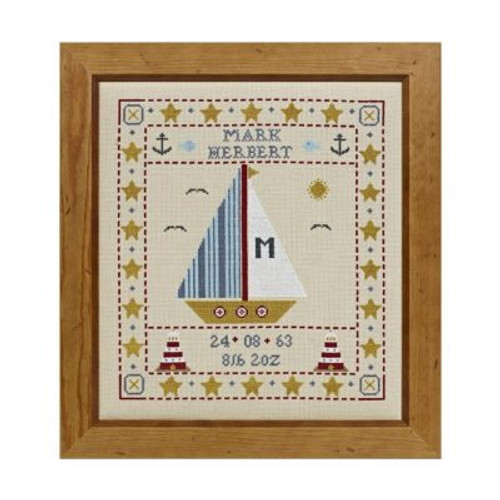 Sail Boat Birth Sampler Cross Stitch By Historical Sampler Company