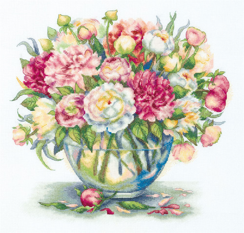 Luxury Peonies Counted Cross Stitch Kit by Panna