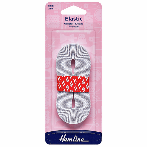 General Purpose Knitted Elastic: 3m x 6mm: White