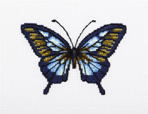 Blue Butterfly Counted Cross Stitch Kit by VDV