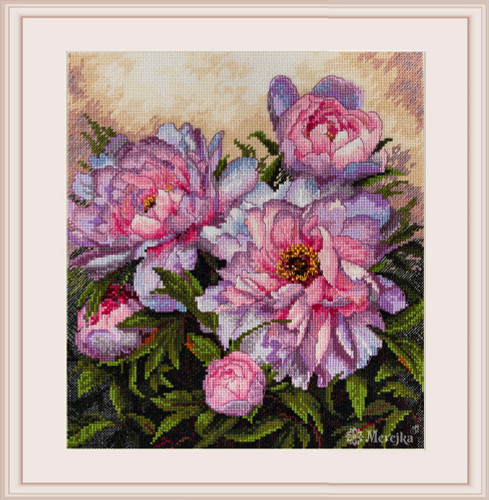 Tender Peonies Counted Cross Stitch Kit By Merejka