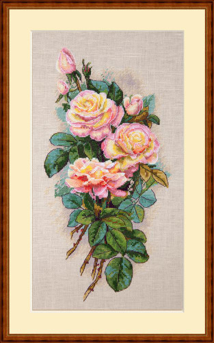Vintage Roses on Aida Counted Cross Stitch Kit By Merejka