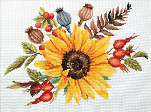 Autumn Bouquet Printed Cross Stitch Kit By Needleart World