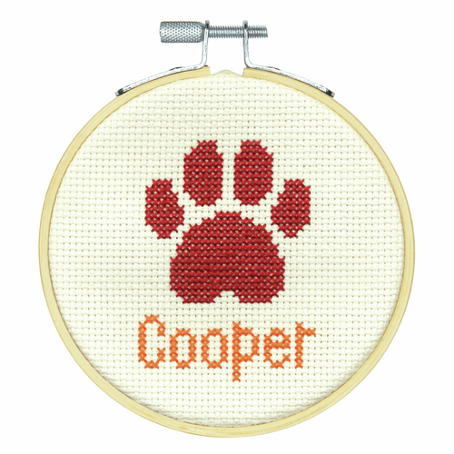 Paw Print Counted Cross Stitch Kit with Hoop by Dimensions