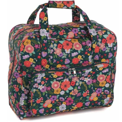 Teal Floral Garden Matt PVC Sewing Machine Bag by Hobby Gift