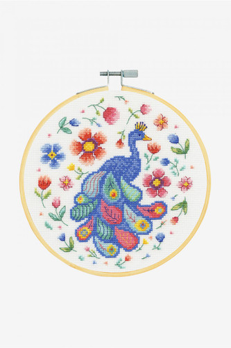 Peacock and Florals Cross Stitch Kit by DMC