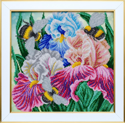 Irises and Bumblebees Beaded Embroidery Kit By VDV