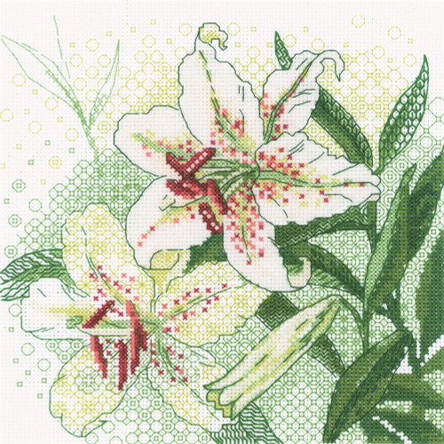 White Lilies Counted Cross Stitch Kit by Riolis