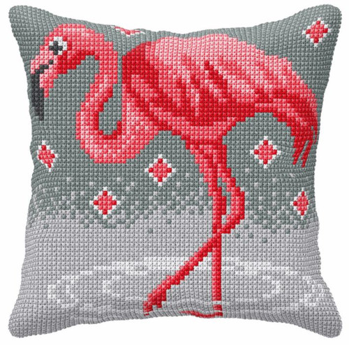 Flamingo Large Chunky Cross Stitch Kit Cushion by Orchidea