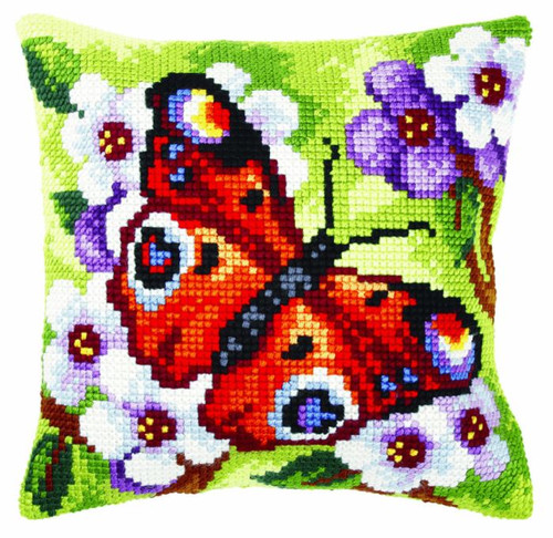 Orange Butterfly Large Cushion Chunky Cross Stitch Kit by Orchidea