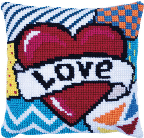 Patchwork Love Printed Cross Stitch Kit by Needleart World