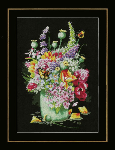 Flower Power Bouquet Cross Stitch Kit by Lanarte