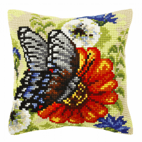Cross Stitch Kit: Cushion: Large: Butterfly on Gerbera