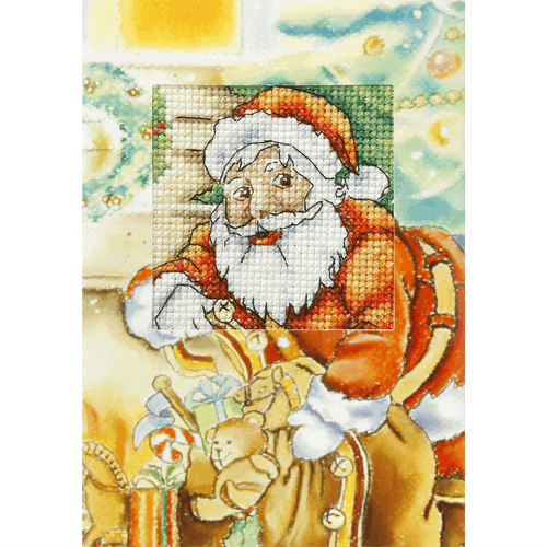 Santa Claus with Gifts Cross Stitch Card Kit by Orchidea