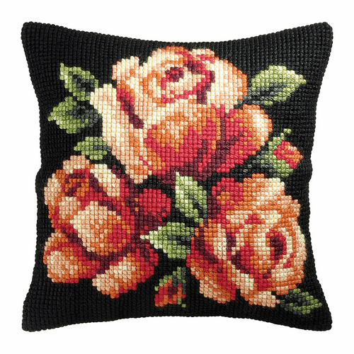 Red Roses Large Cushion Cross Stitch Kit By Orchidea