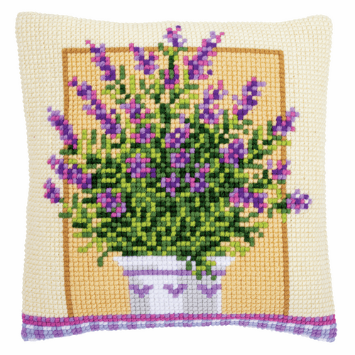 Lavender in Pot Cushion Cross Stitch Kit By Vervaco