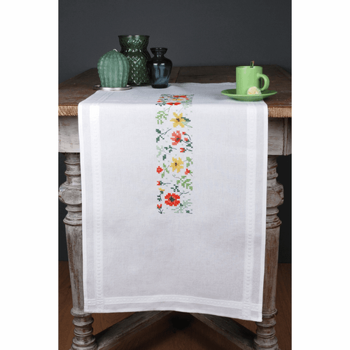 Embroidery Kit Runner Fresh Flowers By Vervaco