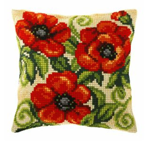 Large Cushion Poppies Cross Stitch Kit by Orchidea