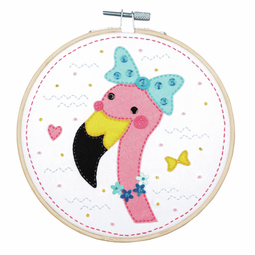 Flamingo Felt Craft Kit with Frame By Vervaco