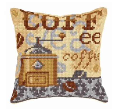 Large Cushion Coffee Time Cross Stitch Kit by Orchidea