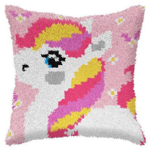 Small Pink Pony Latch Hook Cushion Kit By Orchidea