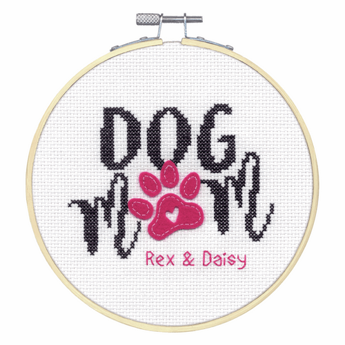 Dog Mom Counted Cross Stitch Kit with Hoop by Dimensions