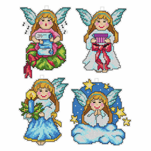 Christmas Angels Set of 4 Cross stitch Kits By Orchidea