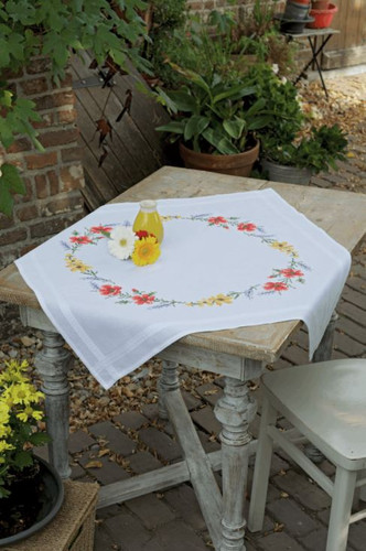 Flowers & Lavender Tablecloth Embroidery Kit by Vervaco
