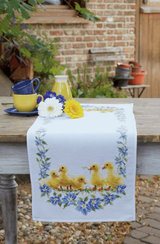 Little Ducks (Aida) Table Runner Cross Stitch Kit by Vervaco