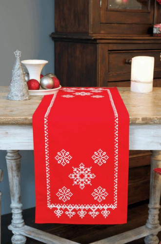 Snowflakes Runner Embroidery Kit by Vervaco