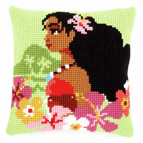 Disney Moana Island Girl Cross Stitch Cushion Kit by Vervaco